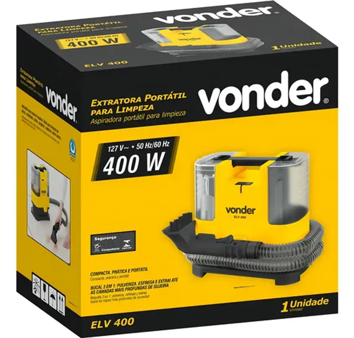 Extratora Portátil Para Limpeza Estofados Elv400 Vonder Amarelo 127v 6
