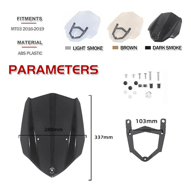 Cúpula Parabrisas Yamaha Mt 03 Mt03 Hasta 2019 + E. Gratis 13