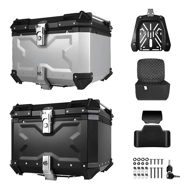 Maleta Top Case Aluminio Moto 55 L Negro/gris X-series.