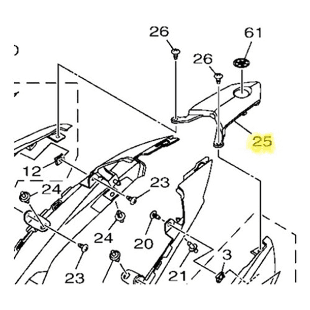 Plástico Tapa Final Cola Yamaha R3 R3a Mt03 Mt03a Original 4