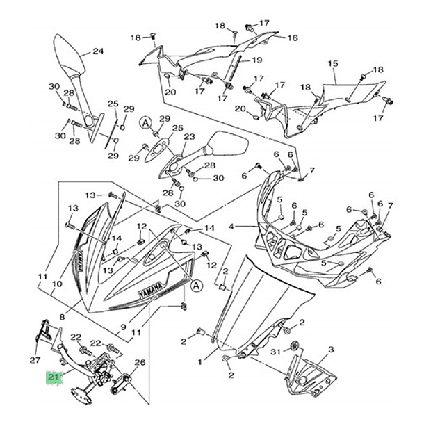 Soporte Foco Faro Araña Yamaha Yzf R3 (no R3a) Original 8