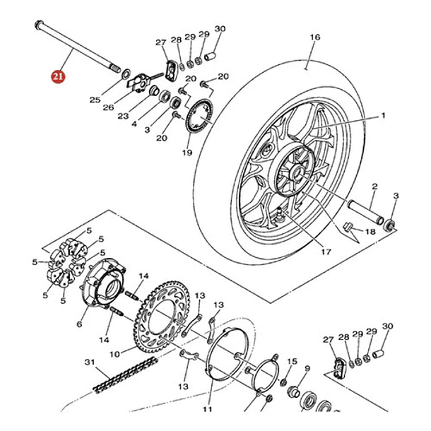 Eje Pasador Rueda Trasera Yamaha Mt03 Mt03a R3 R3a Original 3