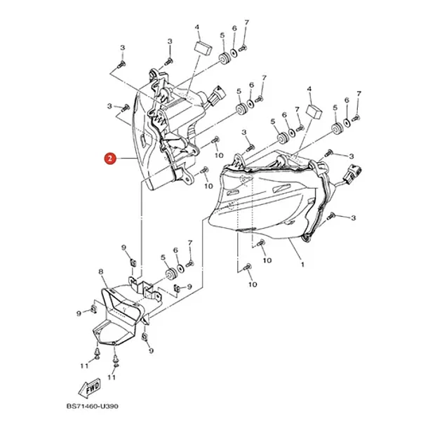 Foco Faro Delantero Derecho Yamaha R3a Original