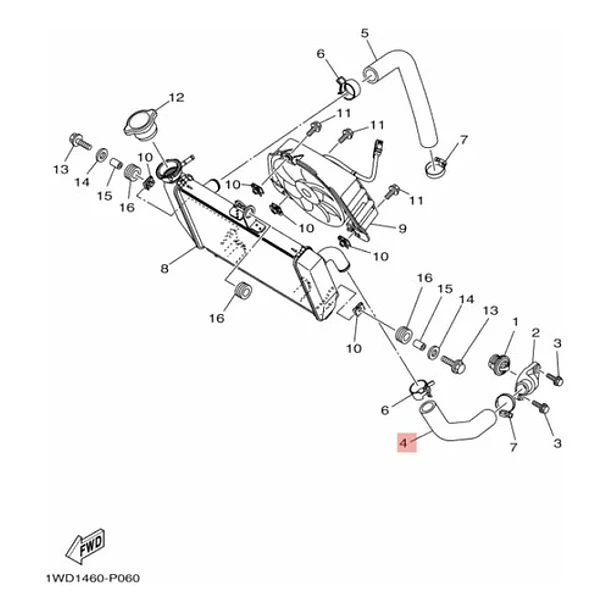 Manguera 2 Izq. Radiador Yamaha R3 R3a Mt03 Mt03a Original 5