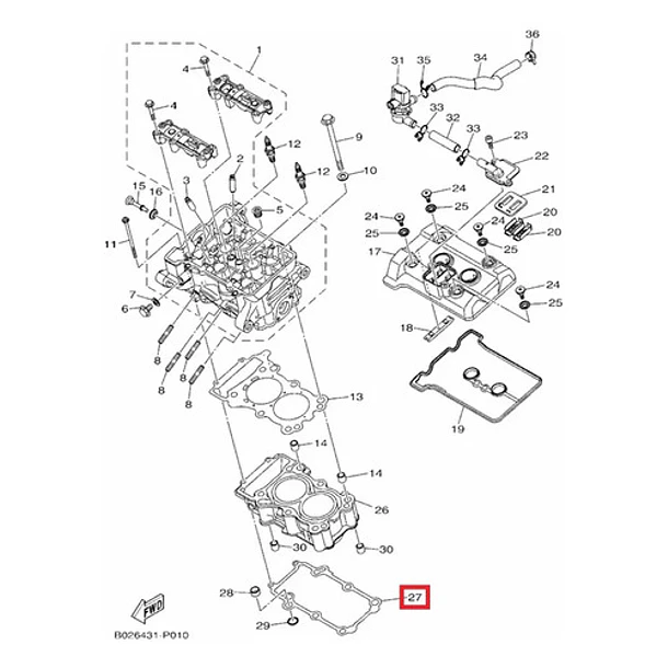 Empaquetadura Base De Cilindro Yamaha R3/a Mt03/a Original 5