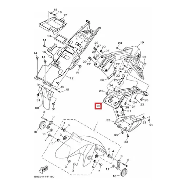 Soporte Tapabarro Patente Tras. Yamaha R3/a Mt03/a Original 4
