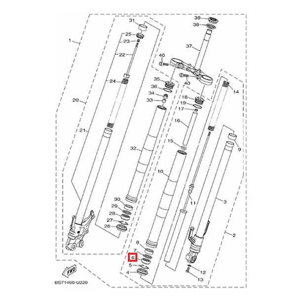 Reten De Telescopica Yamaha R3a Mt03a  Original 3