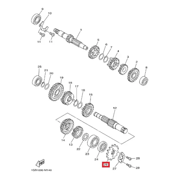 Piñón De Ataque Transmisión Yamaha Ybr125/z Xtz125 Original 3