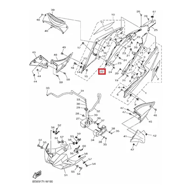 Tapa Lateral Derecha Colin Yamaha R3/a Mt03/a Original 3