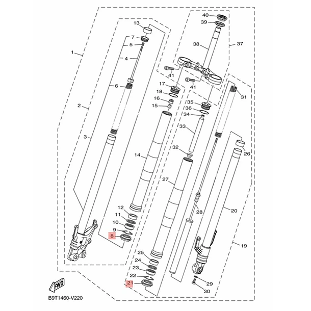 Guardapolvo Telescópica Yamaha R3a Mt03a B48f314400 Original 3