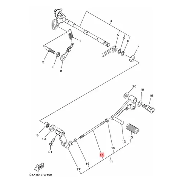 Eje Varilla De Cambio Yamaha R3 R3a Mt03 Original 4