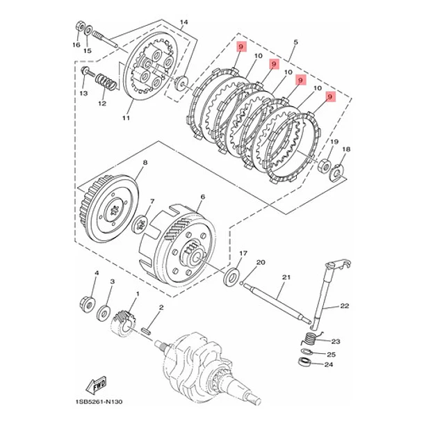 Kit Discos De Embrague X4 Xtz125 Original 3