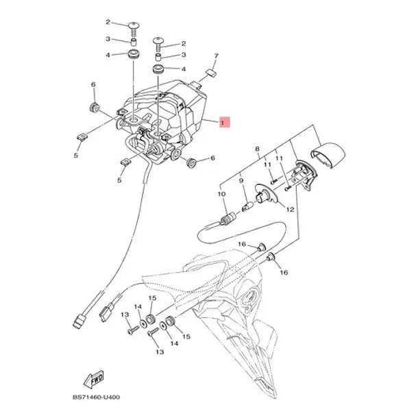 Foco Trasero Yamaha R3 R3a Mt03 Mt03a Original 5