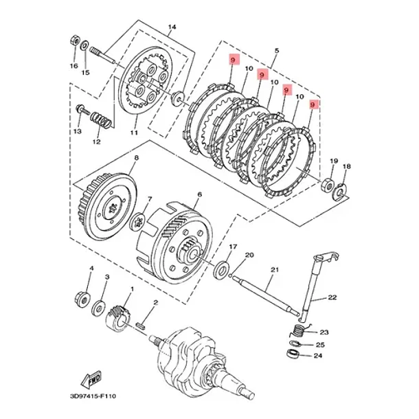 Kit Discos De Embrague X4 Yamaha Ybr125 Original 4