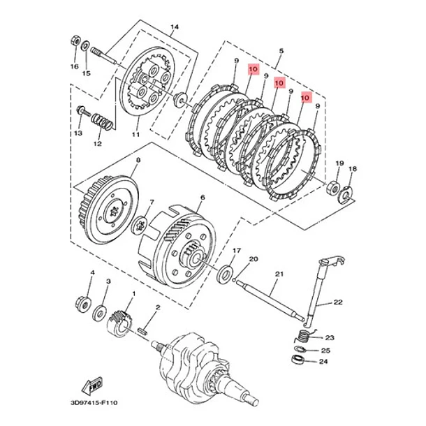 Disco Separador Embrague X3 Yamaha Ybr125 Xtz125 Original 4