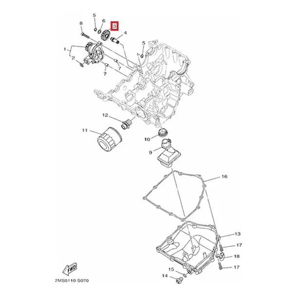 Engranaje Neutro Bomba De Aceite Yamaha R3/a Mt03/a Original 3
