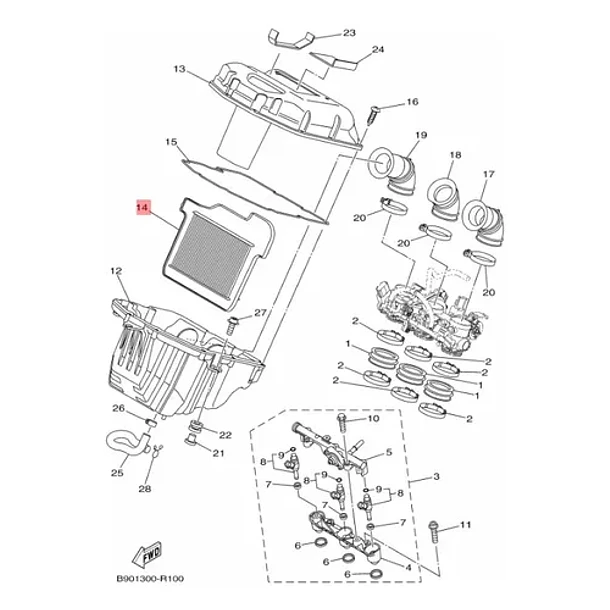 Filtro De Aire Yamaha Mt09 2014 - 2020 Original 5