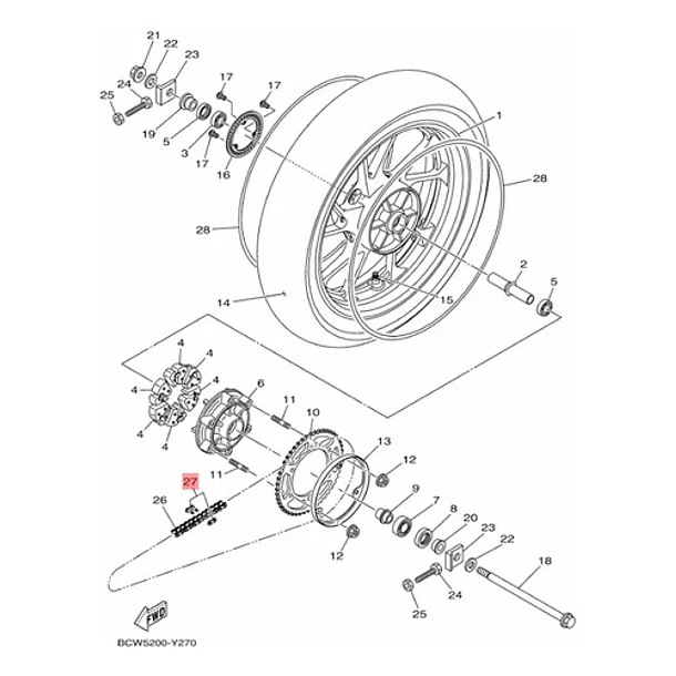 Seguro Cadena Yamaha R15 V2/v3/v4 Fz25 Fzn 2.0/3.0 Original 4