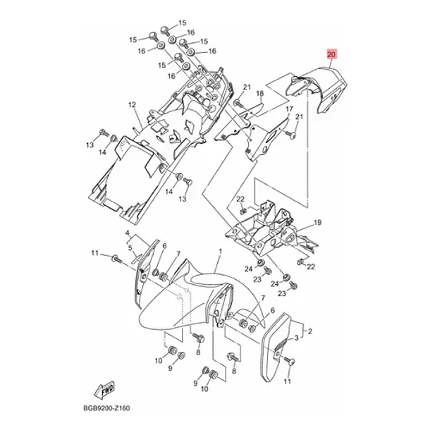 Tapa Farol Trasero Yamaha Fz-s 3.0 Original 5