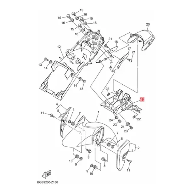 Guardabarros Porta Patente Yamaha Fz-s 3.0 Original 4