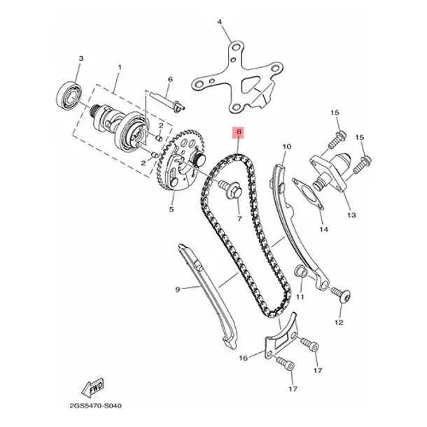 Cadenilla Distribución Yamaha Fz-s 2.0 3.0 4.0 Fz-x Original 5