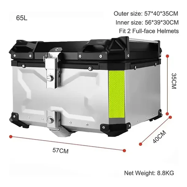 Maleta Top Case Aluminio Moto 65l X-series + Respaldo 2