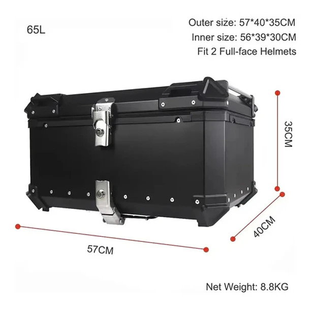 Maleta Top Case Aluminio Moto 65l X-series + Respaldo