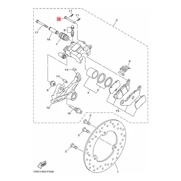 Pasador Pastillas De Freno Trasero Yamaha R3/a Mt03/a Xmax 5
