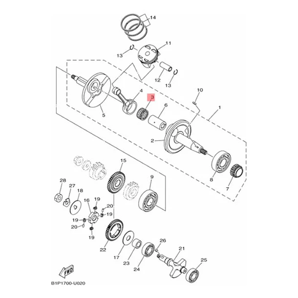 Canastilla Rodamiento Biela Pistón Yamaha R15 V3 V4 Original 2