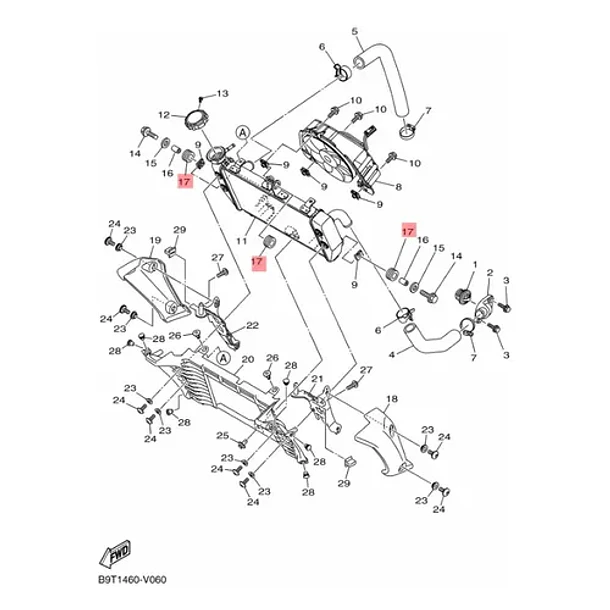 Goma Soporte Radiador Yamaha R3/a Mt03/a Original 7