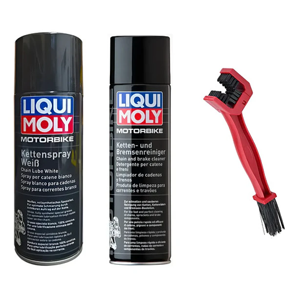 Kit Limpiador / Lubricante Cadena Moto Liqui Moly + Cepillo 1