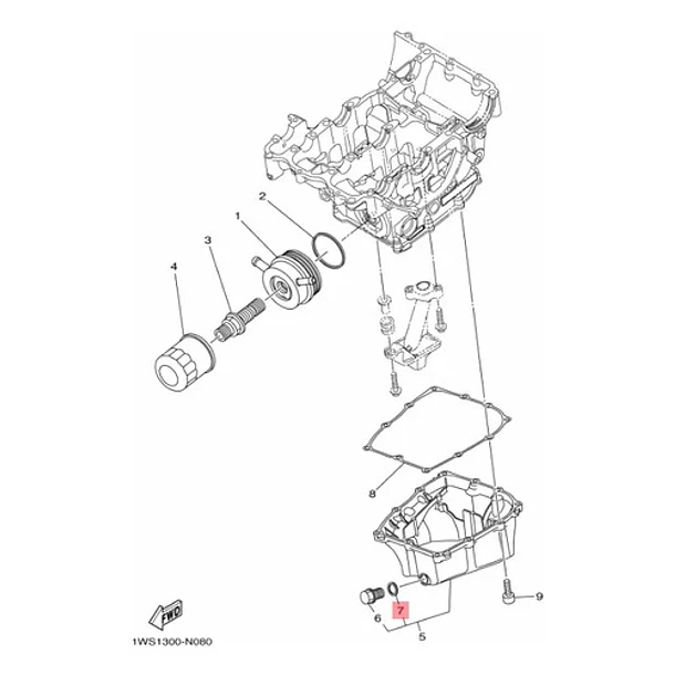 Golilla Tapón De Drenaje Yamaha R6 Mt07 Mt09 Original 4