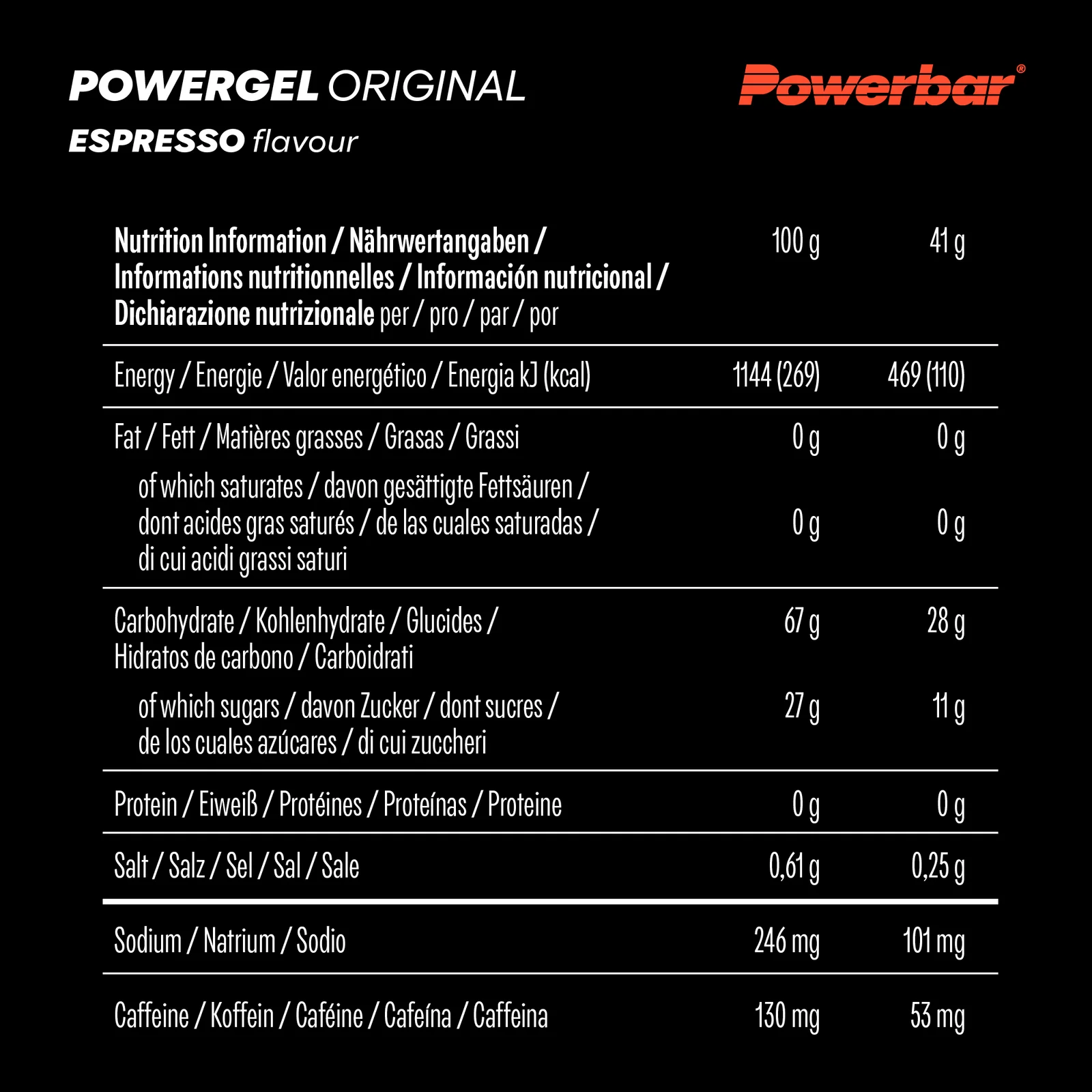 Powerbar GEL ORIGINAL ESPRESSO 41gr con cafeína 2