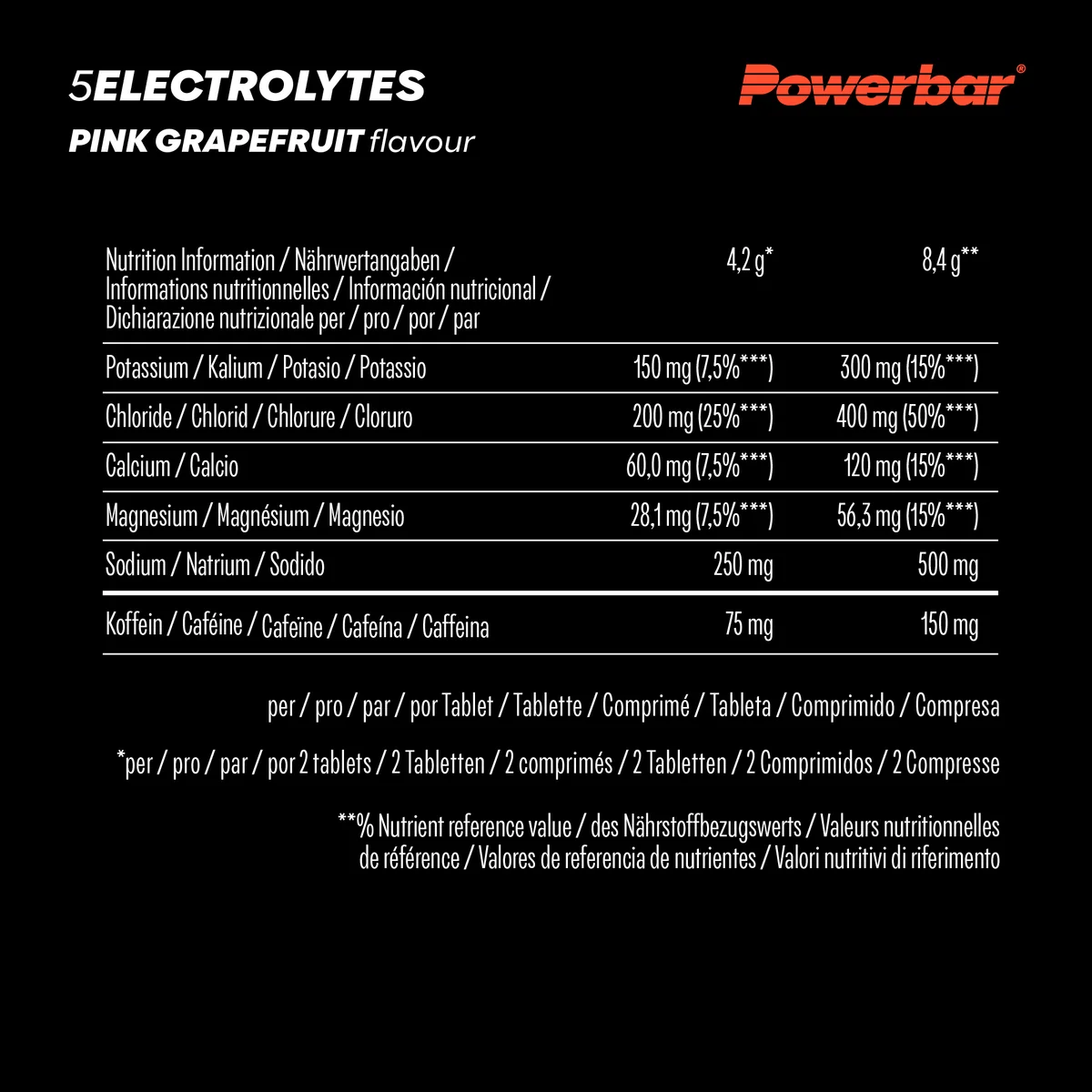 Powerbar TABLETAS 5 ELECTROLYTES PINK GRAPEFRUIT con cafeína (10 unid) 2