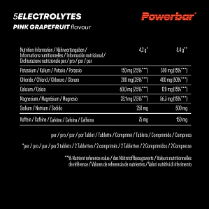 Powerbar TABLETAS 5 ELECTROLYTES PINK GRAPEFRUIT con cafeína (10 unid)