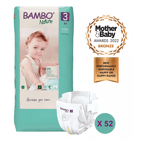 Talla M (52 Uds.) - Pañales Ecológicos Bambo Nature