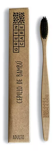 Cepillo De Dientes De Bambú Adulto Color Negro- Cerdas de nylon libre de BPA- Biodegradables y Compostables- GreenCare