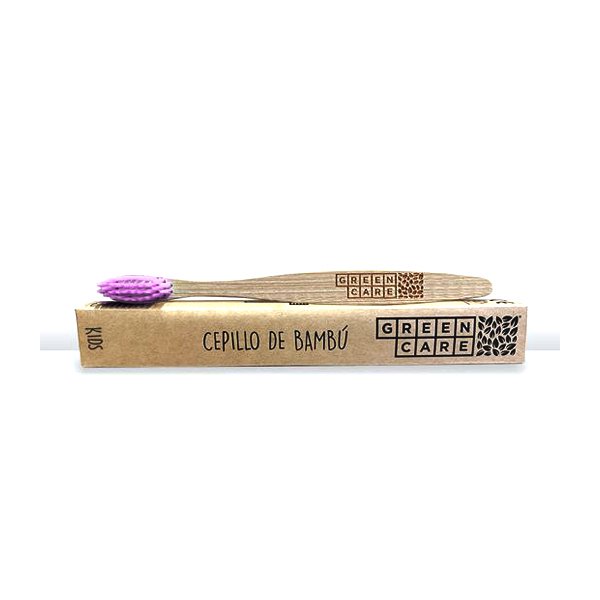 Cepillo De Dientes De Bambú Adulto Color Morado- Cerdas de nylon libre de BPA- Biodegradables y Compostables- GreenCare