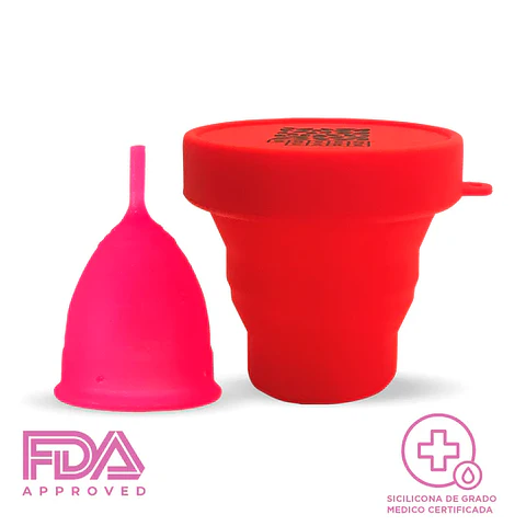 Copa Menstrual + Vaso Esterilizador- Capacidad 30 ml- De Silicona De Grado Medico- Greencare- Certificaciones: FDA- SGS