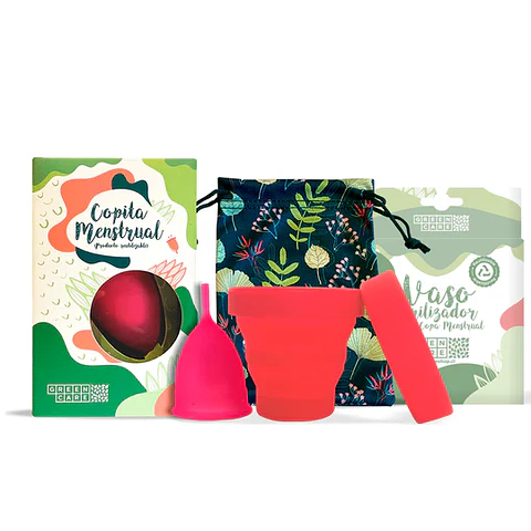 Copa Menstrual + Vaso Esterilizador- Capacidad 30 ml- De Silicona De Grado Medico- Greencare- Certificaciones: FDA- SGS