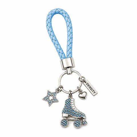 Llavero Patín Density Strass con Correa Trenzada Blue