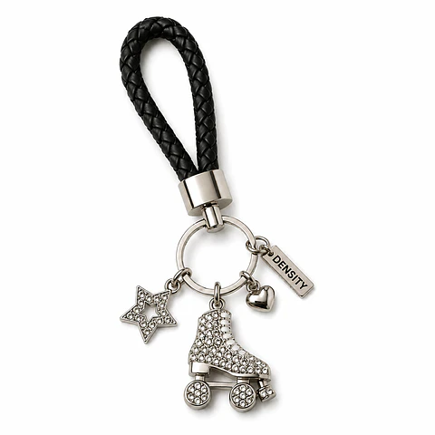 Llavero Patín Density Strass con Correa Trenzada Black