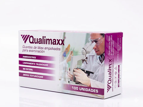 Guantes de látex Marca - Qualimaxx 100 unidades