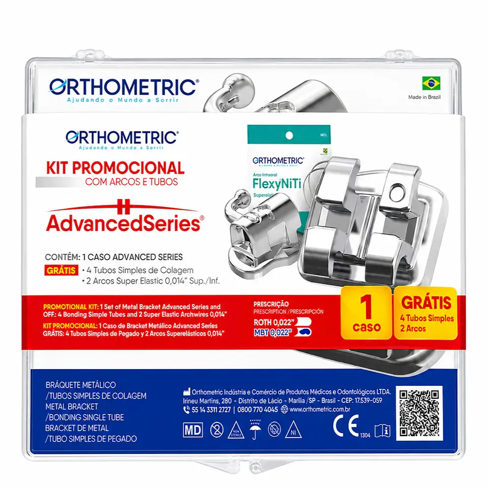 1 caso - Kit Promocional Orthometric AdvancedSeries - Bracket Metálico + Arcos y Tubos de Regalo 1