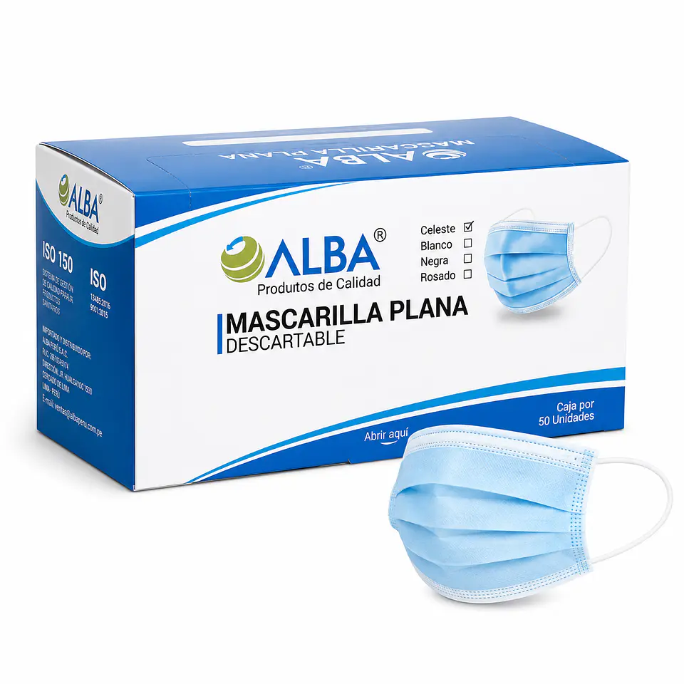 Mascarilla Descartable Marca Alba 50 unidades 1
