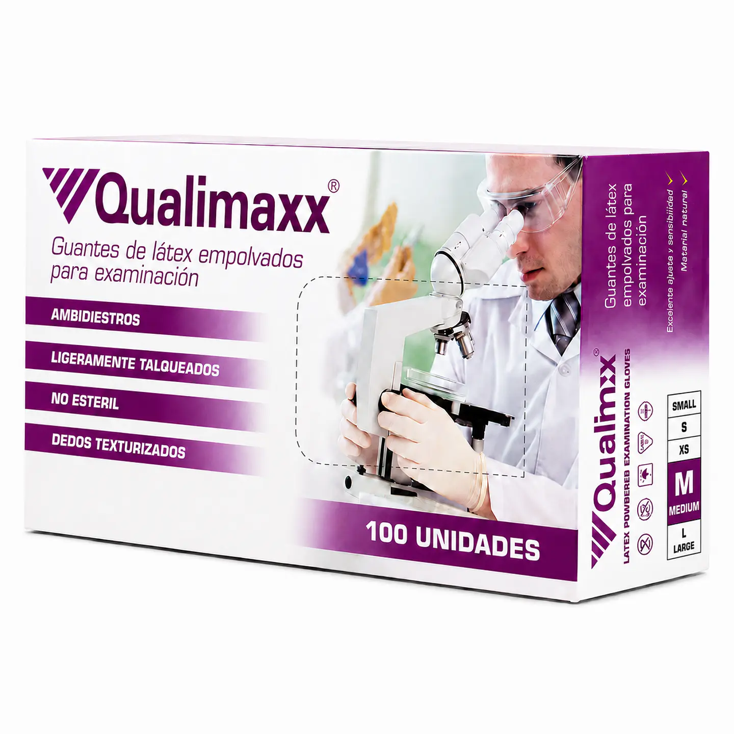 Guantes de látex Marca - Qualimaxx 100 unidades 3