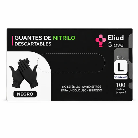 Guante de Nitrilo Eliud - XS, L,- Color Negro