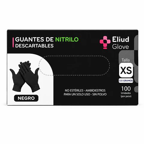 Guante de Nitrilo Eliud - XS, L,- Color Negro