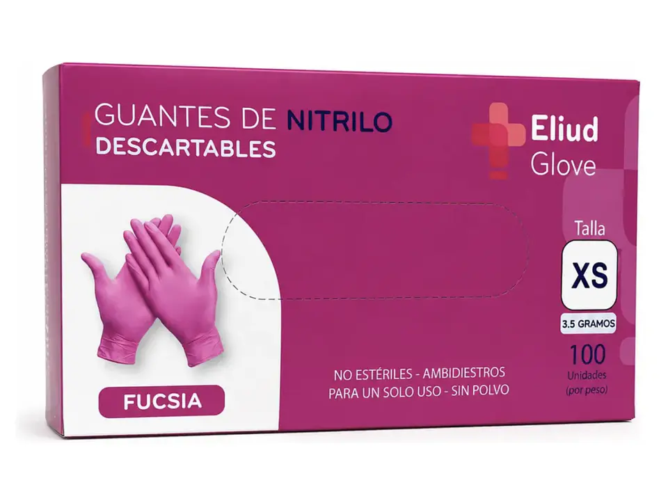Guante de Nitrilo - Eliud- Xs, Color Fucsia 1
