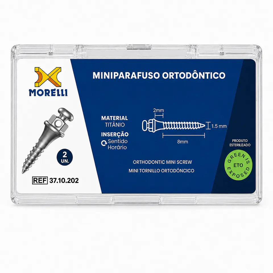 Mini Tornillo Ortodóntico Morelli 8mm x 1.5mm - Titanio, Caja x2 1